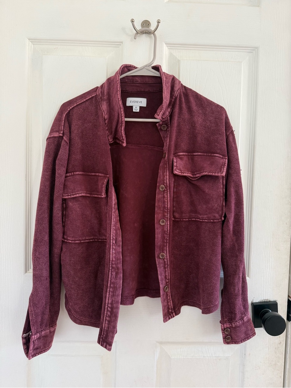 EVEREVE Burgundy Utility Jacket Shacket 100% Cotton XS